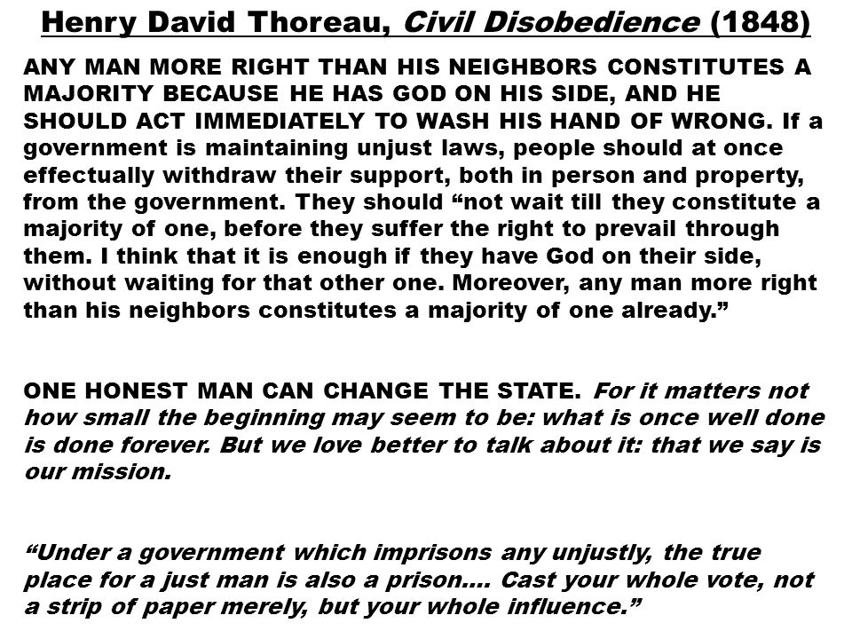 Civil disobedience influence